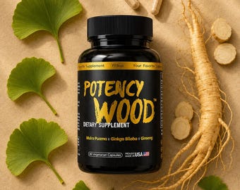 Potency Wood Capsules | Stay Sharp & Energized Daily | Herbal Plant-Based Supplement | 60 ct