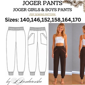 Girls Boys Jogger Pants PDF Sewing Pattern | Teen Sweatpants, Patch Pockets (Digital Download)