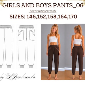 Girls Boys Jogger Pants PDF Sewing Pattern | Teen Sweatpants, Patch Pockets (Digital Download)