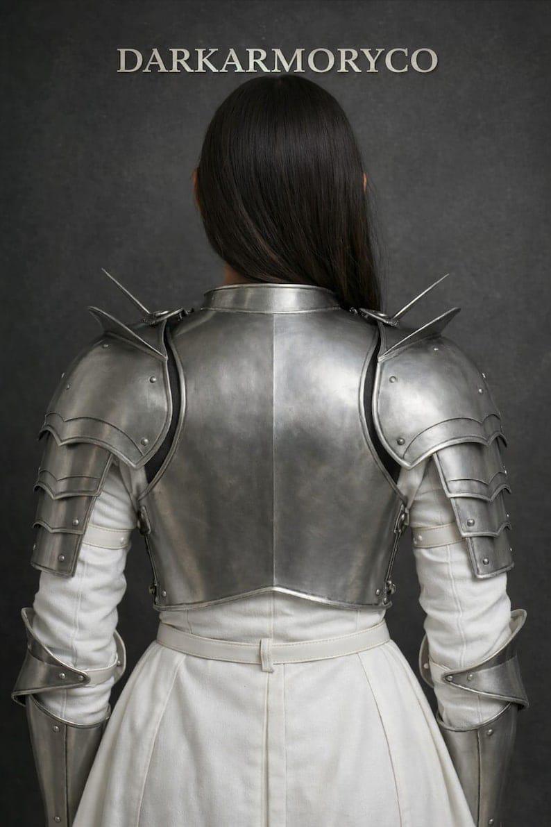 Women's Medieval Knight Armor – Polished Silver Plate Warrior Bodice ...