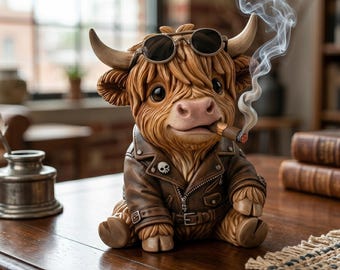 3D STL File Cute Baby punk Highland Cow - High Detail Digital Download for 3D Printing and Crafting
