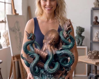 Kraken Statue 3D Printable STL File - Mythical Sea Monster Sculpture for 3D Printing - High-Detail Digital Download STL for Resin & FDM