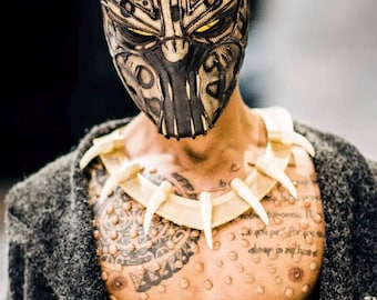 Elmetto tattico Golden Jaguar - Oggetto di scena in resina di alta qualità - Maschera professionale da guerriero tribale - Fan art rifinita a mano