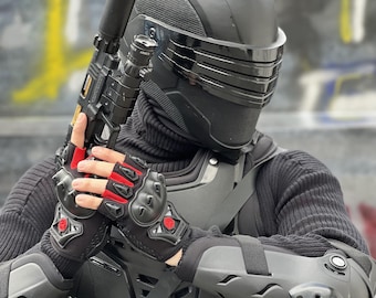Elmetto da ninja Silent Shadow di GI JOE in resina di alta qualità con occhi di serpente - Maschera in resina premium - Accessorio professionale da commando tattico - Fan art rifinita a mano