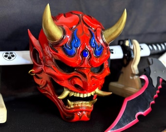 Maschera Hannya Oni - Maschera da demone in resina altamente dettagliata - Prop cosplay professionale Samurai Ghost