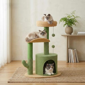 Cactus Cat Tree Condo with Perch | Modern Sisal Scratching Post Furniture