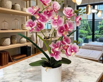 Orchidée papillon artificielle, composition en soie, décoration de bureau à domicile moderne