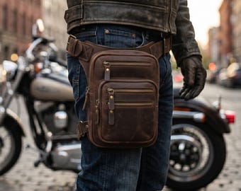Drop Leg Bag Waist Hip Thigh Bag Fanny Pack Western Cowboy Leather Utility Pouch