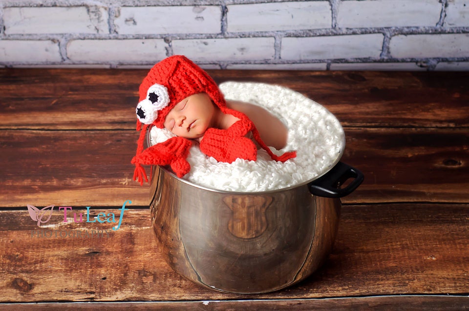 Lobster Hat and Mitten Gloves Newborn Red Crochet Set Etsy
