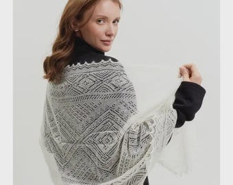 Orenburg Hand-Knitted Long Goat Down Scarf