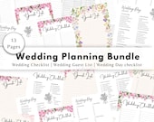 13 pages wedding checklist guest list bundle printable | wedding must haves | Instant Digital Download