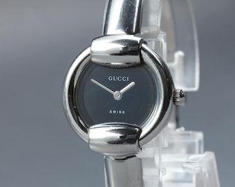 ✨GUCCI✨グッチ✨2305L✨ブラック文字盤✨シルバー✨ヴィンテージ✨腕時計 Vintage Gucci 2305L Watch - Etsy