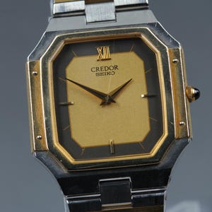 Exc+5 vintage SEIKO Credor 8420-5360 23mm Gold Dial 18KT 14KT Qz Women's Watch