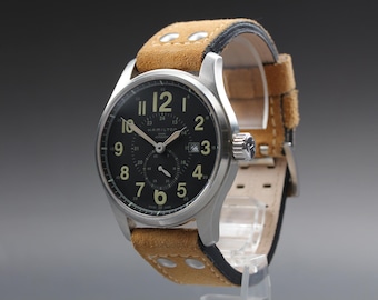 Nahezu neuwertige Vintage-Herrenuhr von HAMILTON KHAKI H706550, 44 mm, schwarzes Zifferblatt, Datumsanzeige, Automatik.