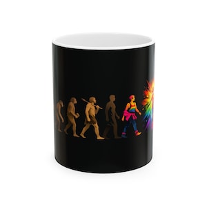 Kubek Darwin Fish Evolution | Kubek na kawę Pride, prezent naukowy LGBTQ+