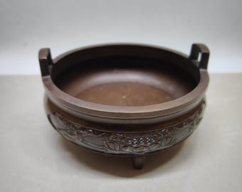 Vintage Bronze Incense Burner – Gilded Dragon Phoenix Censer, Feng Shui Altar Holder