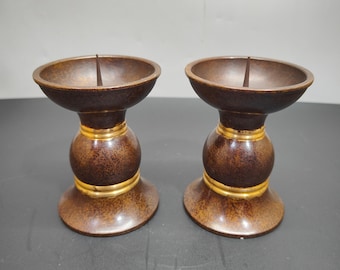 Antique Gilded Bronze Candlesticks, Dragon Motif, Tea Ceremony Decor