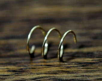 Sterling Silver Triple Hoop Earrings | Faux Double Hoops