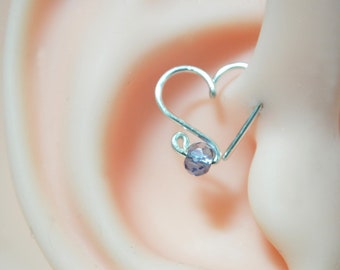 Tiny Heart Daith Hoop Piercing/Iolith/14k gelb gold filled/Daith Ohrring/Helix Herz Hoop/Helix Herz Ohrring/Gold Herz/Knorpel Herz