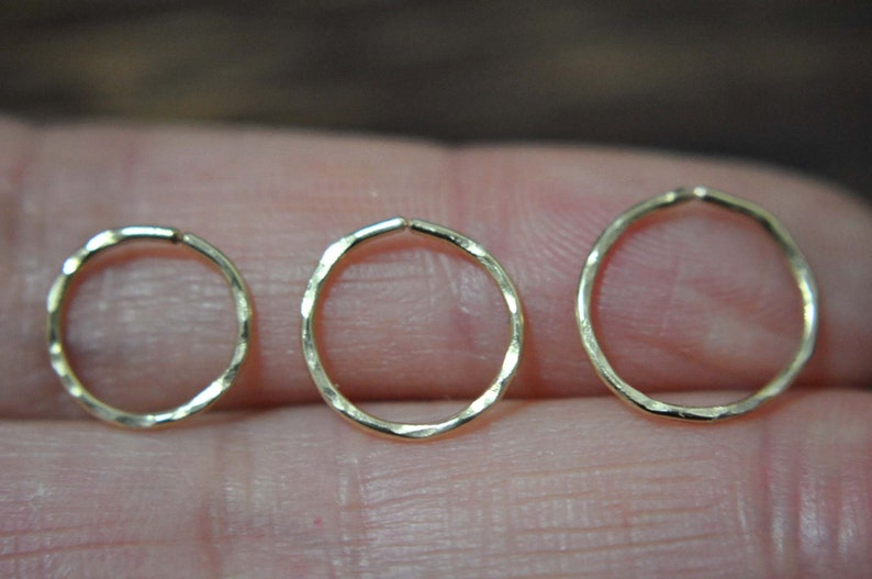 Hammered Gold Filled Cartilage Hoop, tiny hoop earring, septum ring, tragus hoop, helix piercing, daith hoop, cartilage piercing,silver,gold image 4