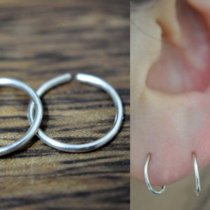 Smooth Tiny Cartilage Hoop,helix hoop earrings, daith hoop, tragus hoop, cartilage piercing, 14k rose gold filled, solid sterling silver