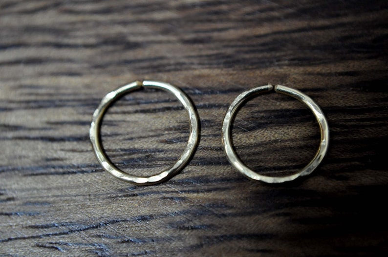 Hammered Gold Filled Cartilage Hoop, tiny hoop earring, septum ring, tragus hoop, helix piercing, daith hoop, cartilage piercing,silver,gold image 2