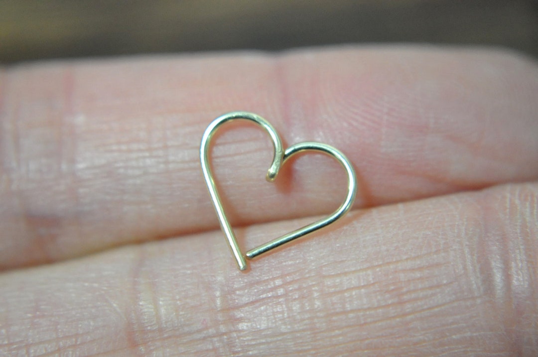 14k Gold Filled Tiny Heart Hoop Piercing/daith Piercing/daith Earring ...