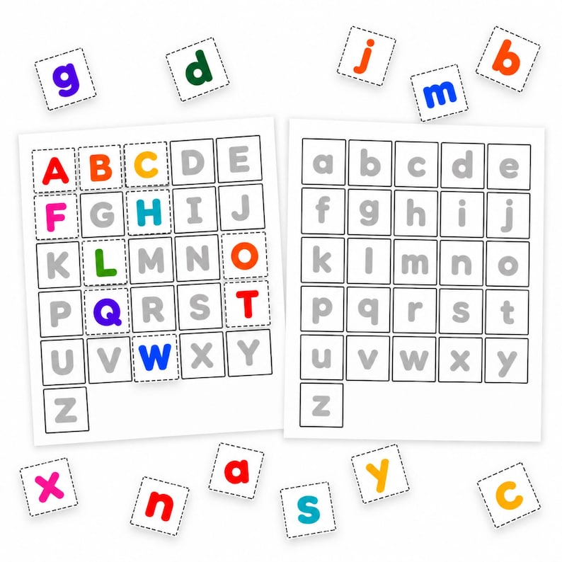 Matching Alphabet Activity Cut and Paste , Uppercase Lowercase Letters ...