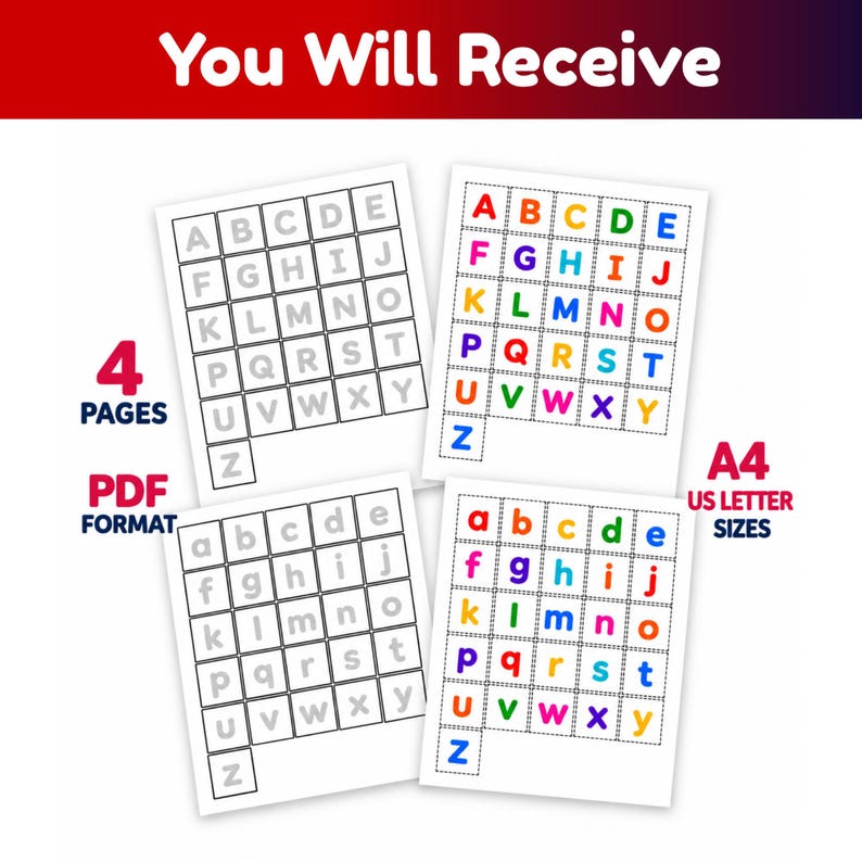 Matching Alphabet Activity Cut and Paste , Uppercase Lowercase Letters ...