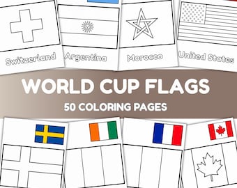 Fußball WM 2026 Malseiten für Kinder, 48 Länder Flaggen Printable PDF, Fußball WM 2026 Aktivitäten Buch, PDF Sofort-Download