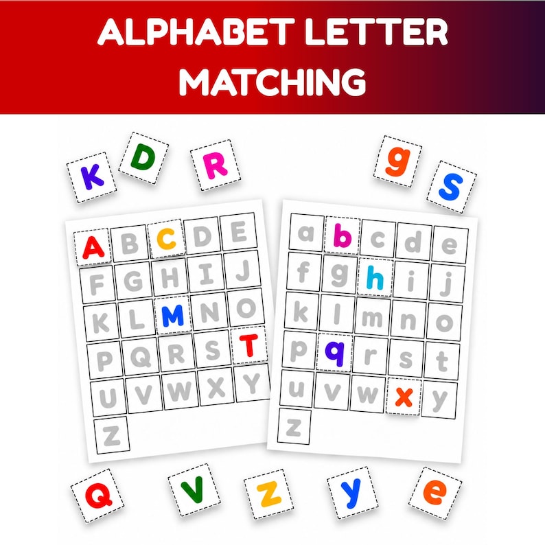 Matching Alphabet Activity Cut and Paste , Uppercase Lowercase Letters ...