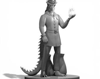 Male Dragonborn Sorcerer Miniature, 3D Printed RPG Figure in 28mm and 32mm Scale