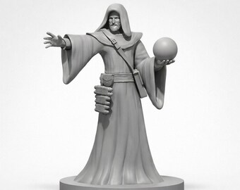 Male Human Diviner Wizard Miniature – High Detail 3D Resin Print, 28mm 32mm DnD Miniature, Tabletop RPG Character, Gift for DnD Player