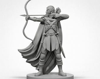 Female Elf Miniature, Unpainted 28mm & 32mm Resin Figure for RPGs
