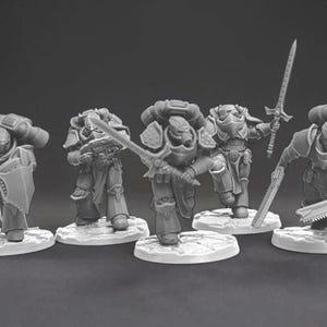 Miniaturas de ciencia ficción: Escuadrón de asalto de caballeros espaciales, figuras de resina impresas en 3D (28 mm, 32 mm)
