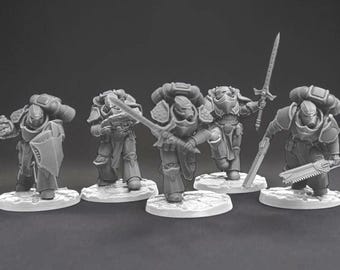 Sci Fi Miniatures Space Knight Assault Squad, 3D Printed Resin Figures (28mm, 32mm)