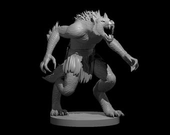 Werewolf Miniature for Dungeons and Dragons, Unpainted Resin Model