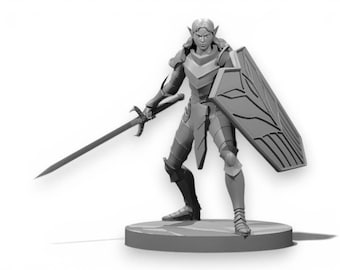 Elf Paladin Miniature, DnD Tabletop RPG Figure in 28mm or 32mm Scale