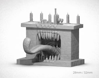 Captivating 3D Printed 8K Fireplace Mimic Miniature, 28mm 32mm DnD Miniature, Tabletop RPG Character, Gift for DnD Player