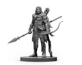 Epic Ranger Hero Miniature 28mm 32mm High Detail Resin RPG Model Unprimed DnD Ranger Figure Tabletop Wargame Fantasy Collector Gift