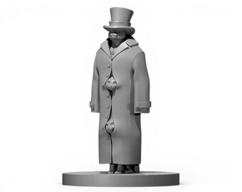 Three Cats in a Trench Coat Miniature High Quality Resin 3D Print Unpainted RPG Figurine 28mm 32mm Scale DnD NPC Funny Figure