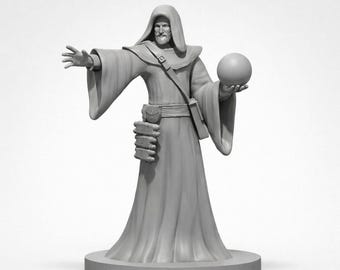 Diviner Wizard Miniature, 3D Resin Print for Tabletop RPGs, 28mm/32mm