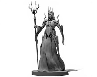 Female Lich Miniature Figure, Unpainted 28mm or 32mm Boss Battle Model