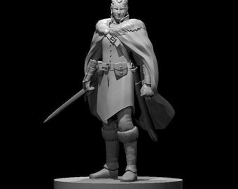 DND Miniature Human Female Fighter, 28mm & 32mm Resin Model