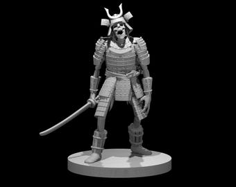 Undead Samurai Warrior Miniature, Unprimed Resin Figurine for D&D