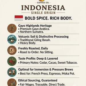 Indonesian Single Origin Coffee Beans | Light Roast, Earthy Notes (Whole Bean) image 4