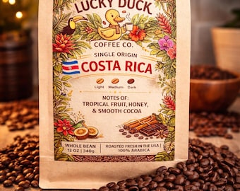 Costa Rica Single Origin Coffee Beans | Light Roast Arabica, Tropical Fruit, Honey, Cocoa