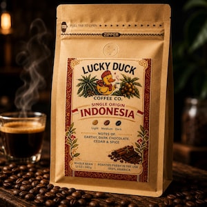 Indonesische Single-Origin-Kaffeebohnen | Helle Röstung, erdige Noten (ganze Bohne)