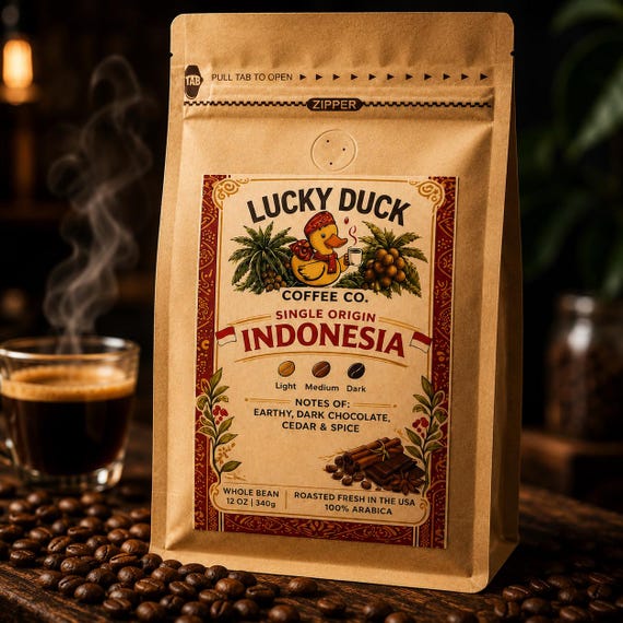 Indonesian Single Origin Coffee Beans | Light Roast, Earthy Notes (Whole Bean)