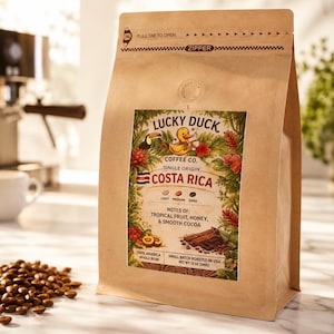 Costa Rica Single Origin-kaffebönor | Mörkrostad Arabica, tropisk frukt, honung, kakao